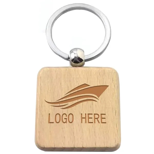 Customized Wooden Square Keychain Key Tag