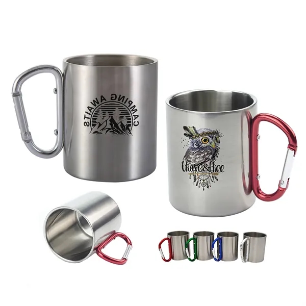 7 oz Outdoor Double Wall Stainless Steel Carabiner Cups