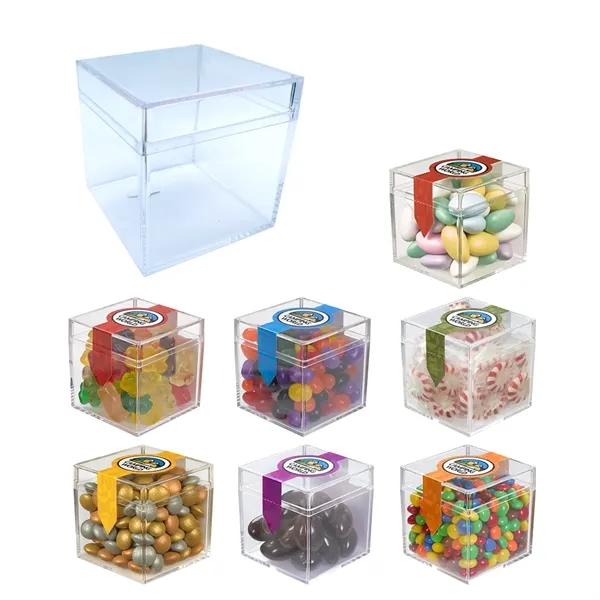 Cube Shaped Acrylic Container With Candy