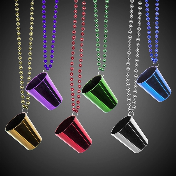Mardi Gras Necklace with Shot Glass