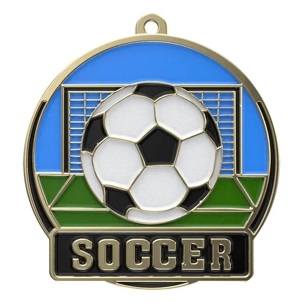 2" Bright Gold Soccer High Tech Medal