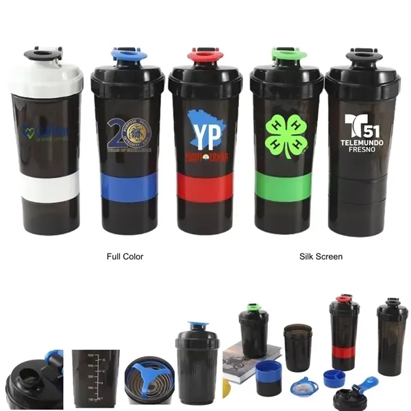 17 oz Pre-Workout Protein Shaker Built-in Powder Storage
