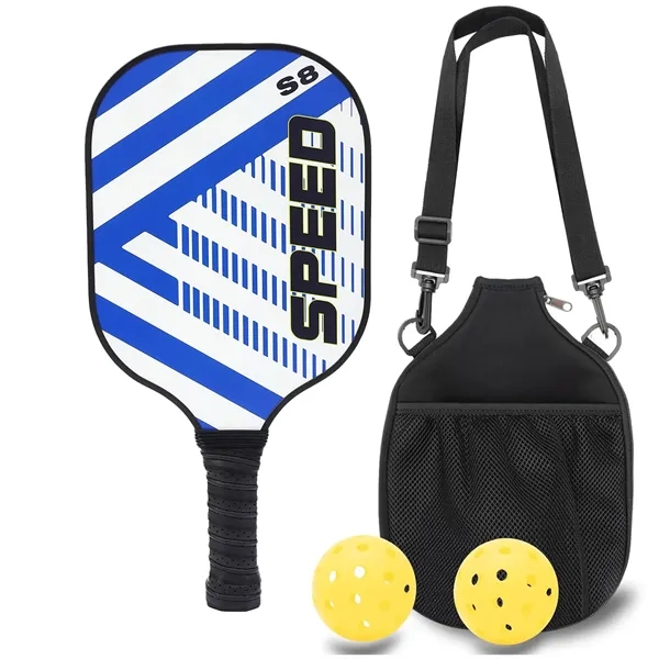 Custom Fiberglass Pickleball Paddle & Ball Set w/ Carry Bag