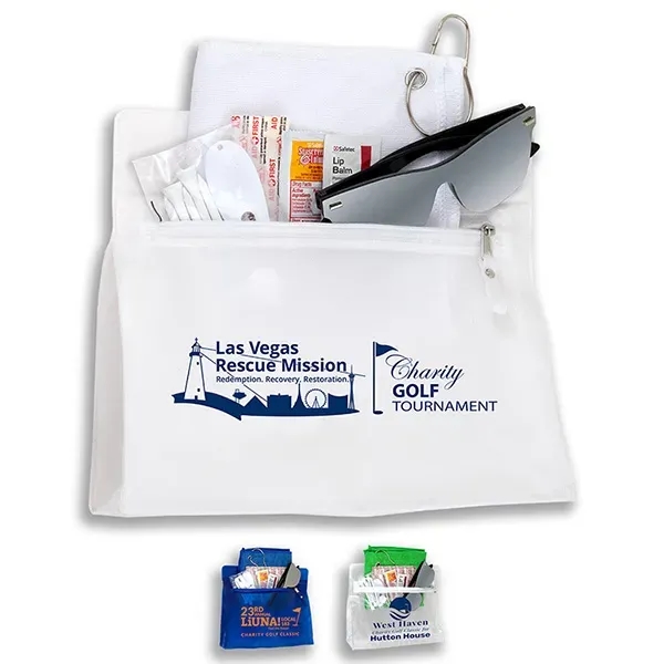 16 Piece Golf Kit in Travel Pack with Components inserted in