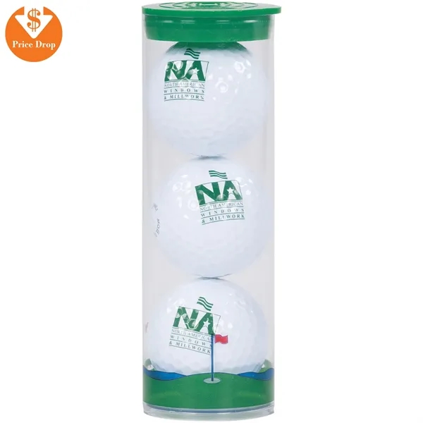 3 Golf Ball Clear Tube W/ Titleist Pro V1
