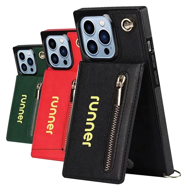 Crossbody Lanyard Leather Phone Wallet Case for iPhone