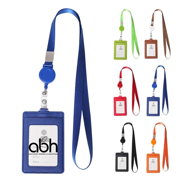 Retractable Badge Reel Lanyard W/ Back Card Holder