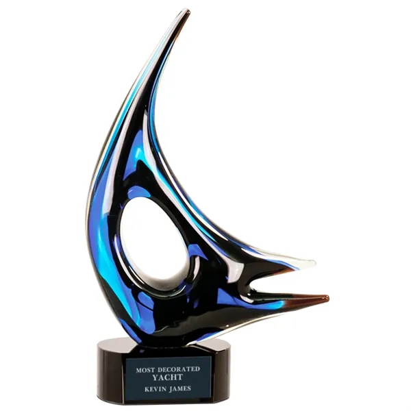 14.25" Blue Sail Art Glass Award