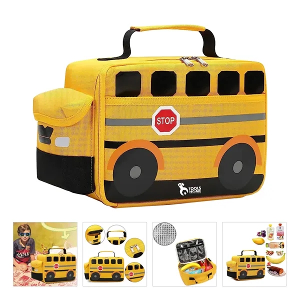 Insulated Reusable School Bus Lunch Box for Kids