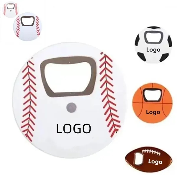 Baseball Bottle Opener Round with Magnet