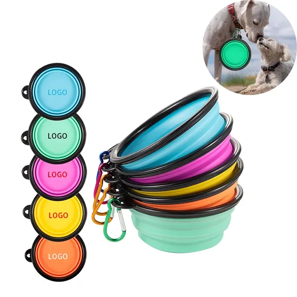Custom 33.8oz Collapsible Pet Bowl With Carabiner