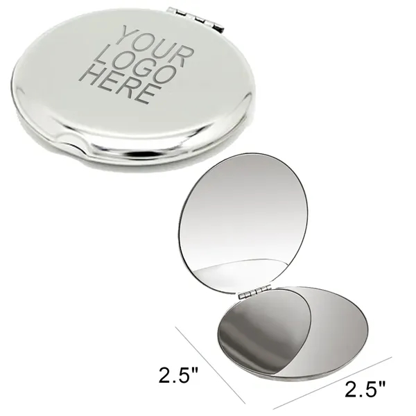 Double Sided Folding Metal Tote Round mirror