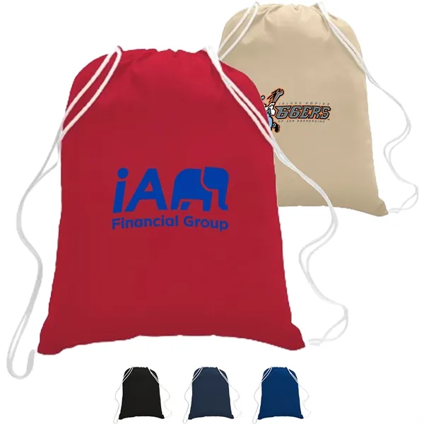 100% Cotton Canvas Eco-Friendly Large Drawstring Backpack