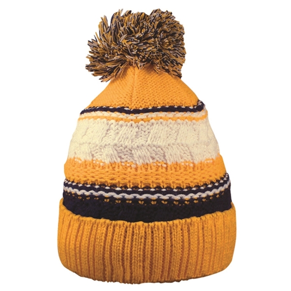 Striped Pom Beanie