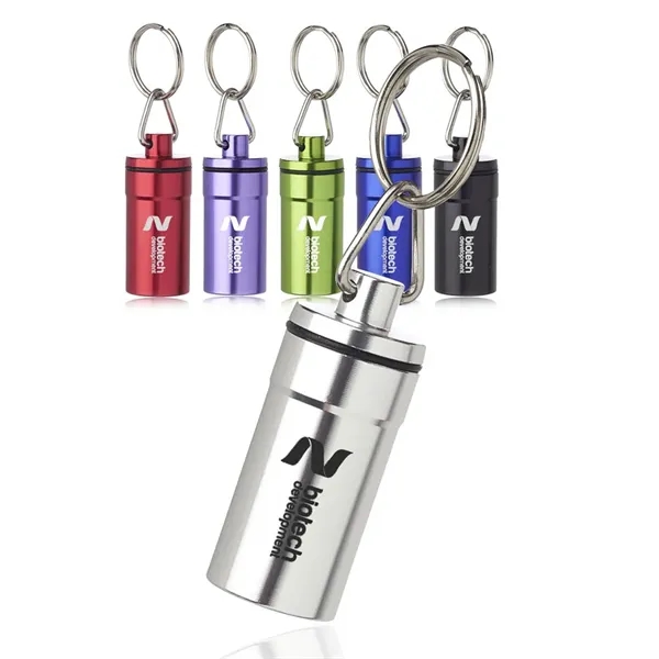 Metallic Aluminum Pill Bottle Keychain