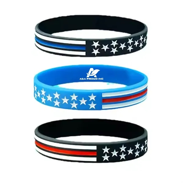 American Flag Printed Silicone Wristband