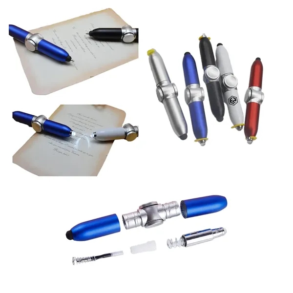 ABS Spinning Stress Reducer Ballpoint Pen with LED Light