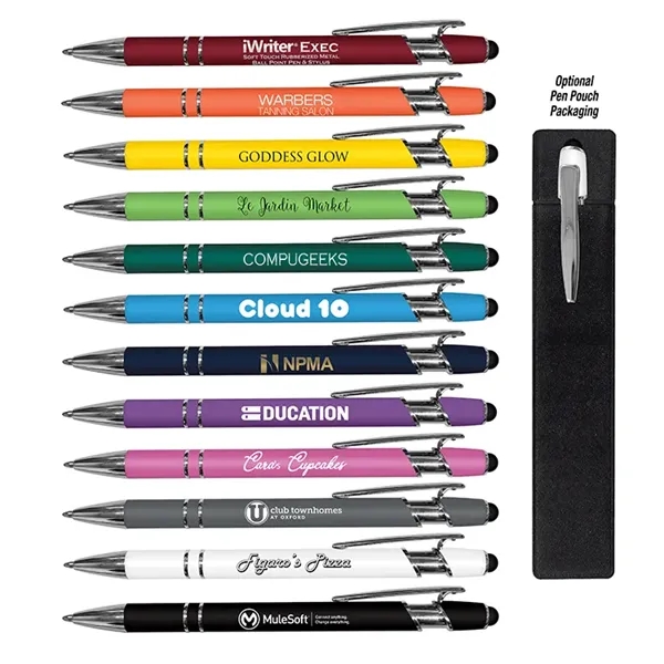 iWriter Exec Rubberized Metal Stylus Pen-Blue Ink