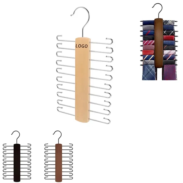 Custom Wooden Tie Rack Retro Belt Storage Hanger Organizer