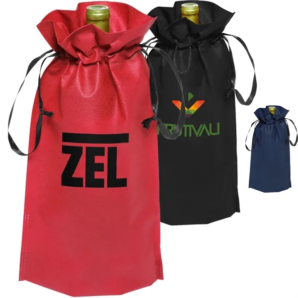 Non-Woven Bottle Drawstring Bags w/ Custom Imprint