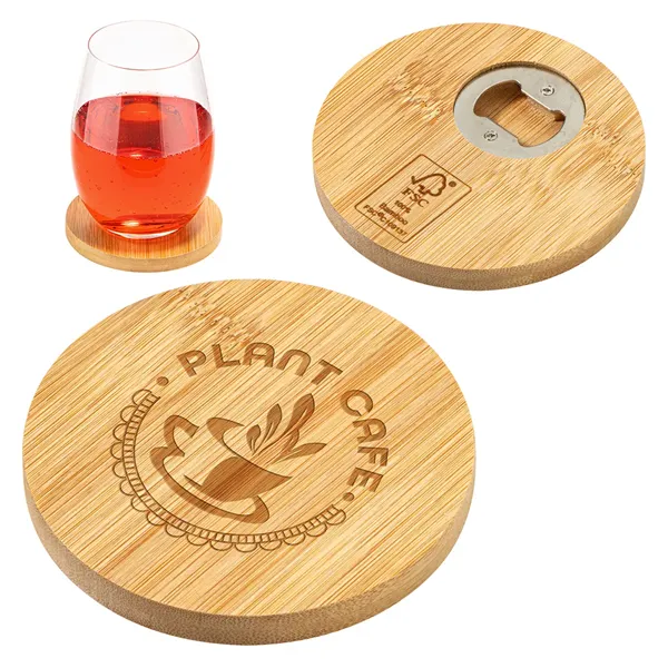 Bamboo Coaster with Bottle Opener