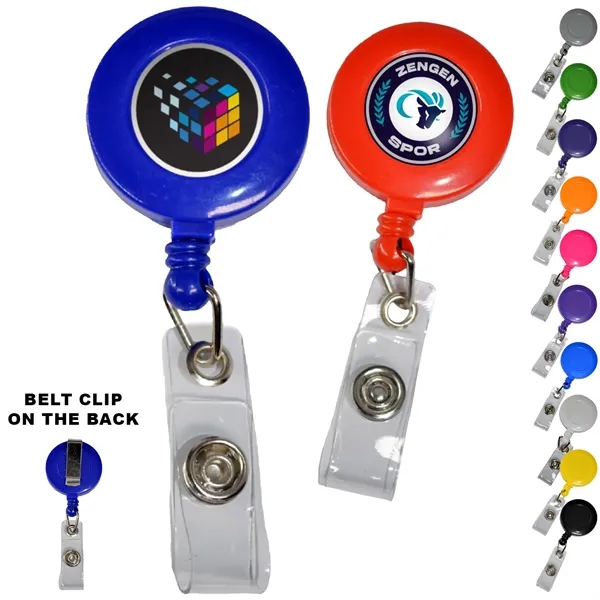 Retractable Round Badge Reel w/ Belt Clip