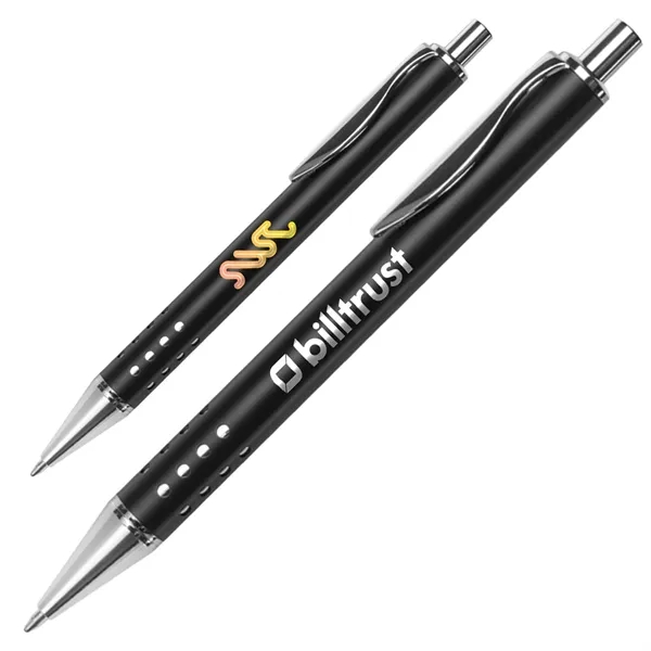 Chrome Metal Ballpoint Pens w/ Swerve Clip & Brass Barrel