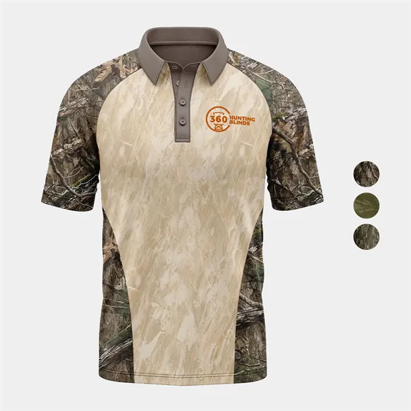 Mossy Oak® Mens 4.4 Oz Polyester Interlock Raglan Polo Shirt