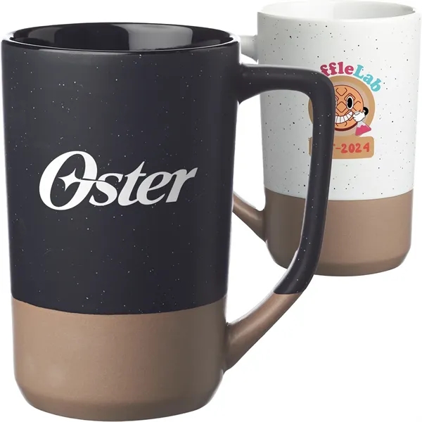 17 oz. Two-Tone Ceramic Mugs with Speckled Glaze