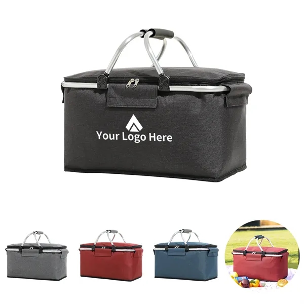 Portable Collapsible Insulated Picnic Basket With Handles