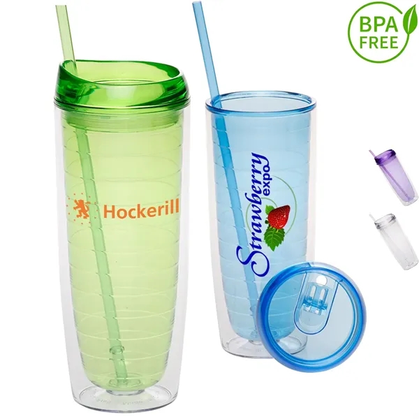 20 oz. BPA free Tall Double Wall Acrylic Tumblers w/ Straw