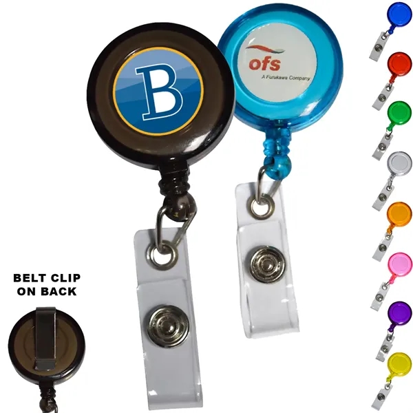 Round Badge Reel Holder Transparent w/ Paper