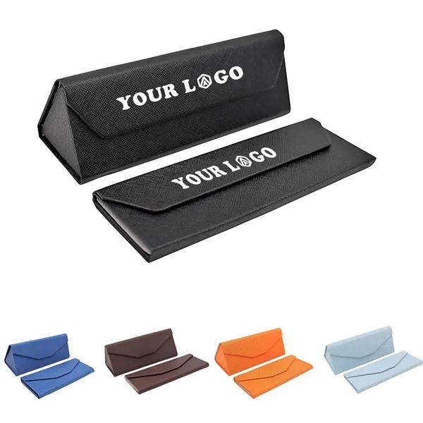 Portable Leather Magnetic Folding Glasses Case