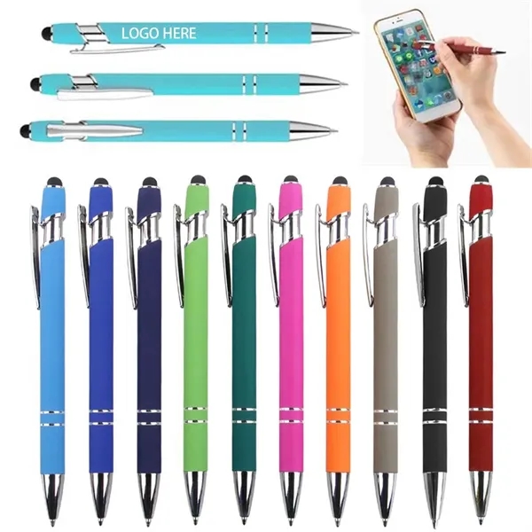 Softy Touch Screen Metal Ballpoint Pen With Stylus