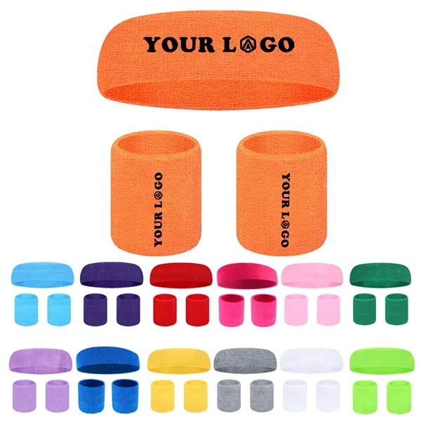 Sweatband Headband & Wristband Combo