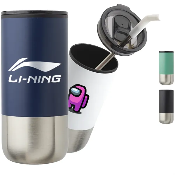 20 Oz. Stainless Steel Travel Mugs W/ Silicone Straw