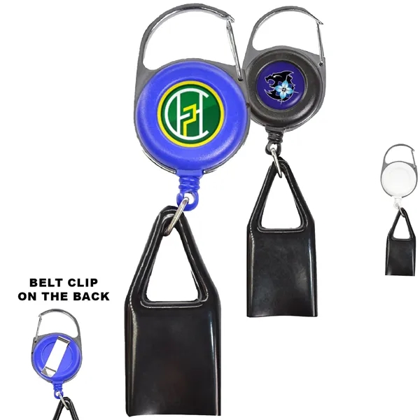 Pen Holder Round Carabiner Badge Reel w/ Belt clip