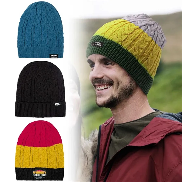 Embroidered Adult Cable-Knit Beanie