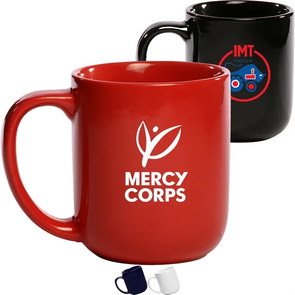 16 oz. Smooth Molded Glossy Coffee Mugs w/ High-curved Grip