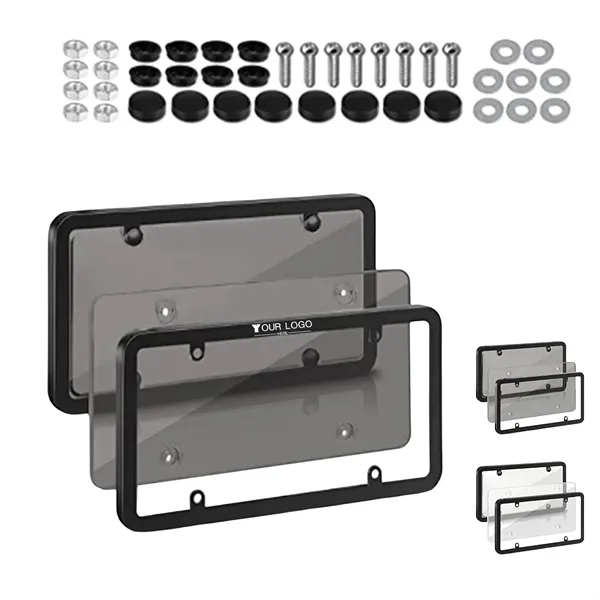Transparent License Plate Protector Frame With Screw Cap Kit