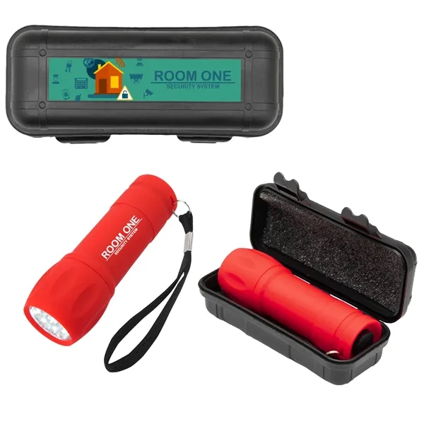 Rubberized Torch Light And Small Hard Case Set