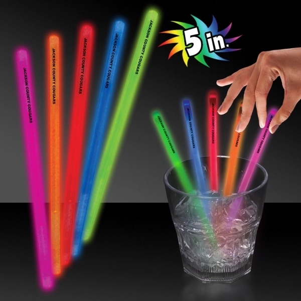 5" Single Color Glow Swizzle Stick
