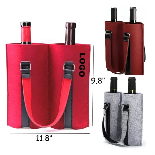 Custom Felt Wine Tote Bag For 2 Bottles
