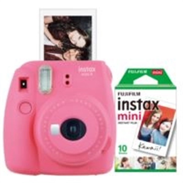 pink camera with instax mini film and picture - FUJIFILM instax Mini 9 Bundle