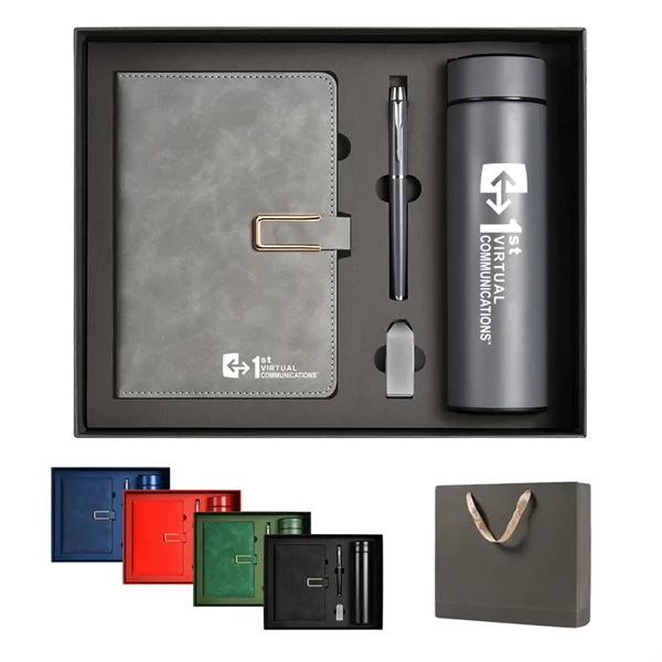 Luxurious Gift Set: A5 PU Notebook, Thermos, USB & Pen