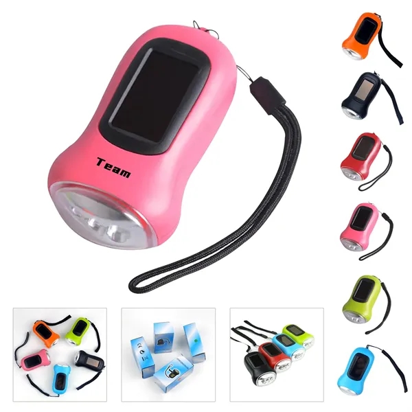 Hand Mini Crank Light Solar Power LED Flashlight