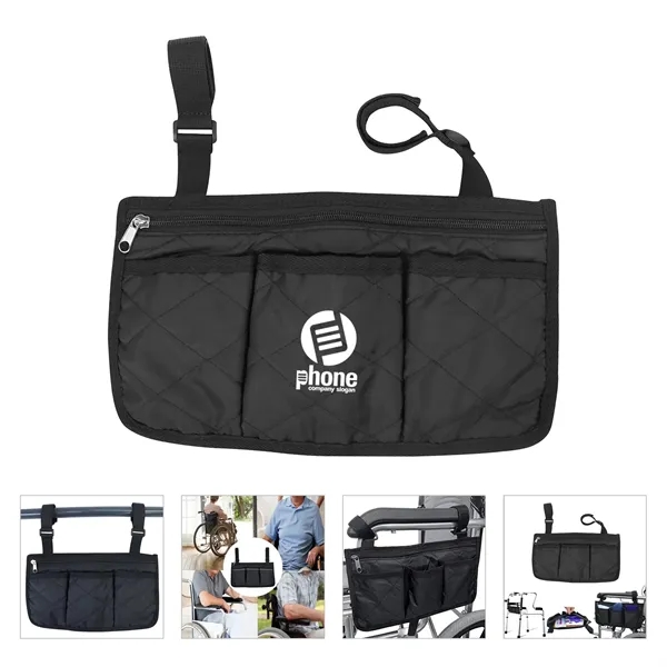 Wheelchair Side Armrest Bag W/ Reflective Stripe 13"x7.8"