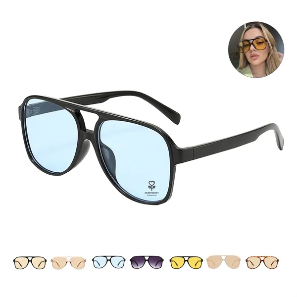 Uv400 Vintage Large Squared Aviator Sunglasses