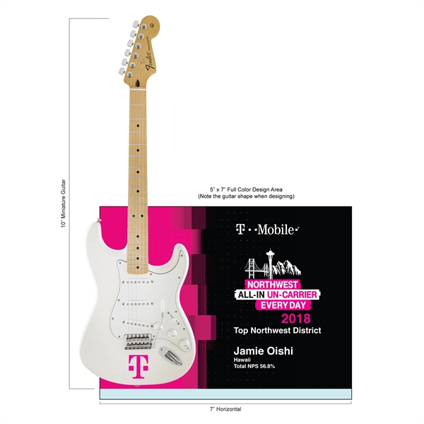 Glass Frame Mini Guitar Award w/ 3 M™ Vinyl Logo