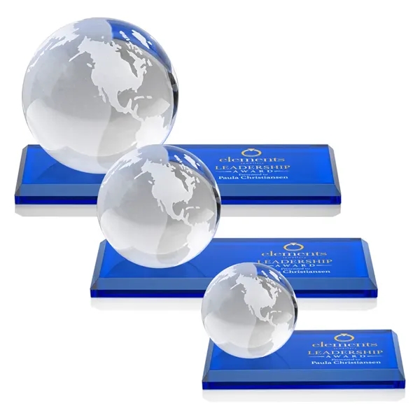 Globe VividPrint™ Award on Rectangle Base - Blue